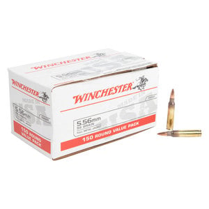 Winchester USA White Box 5.56mm NATO 55gr FMJ Rifle Ammo - 150 Rounds
