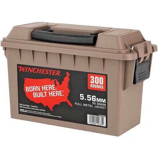 Winchester USA 5.56mm NATO 55gr Rifle Ammo With FDE Can Ammo - 300 Rounds 300 Rounds Ammo