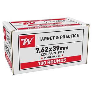 Winchester USA 7.62x39mm 123gr FMJ Rifle Ammo - 100 Rounds
