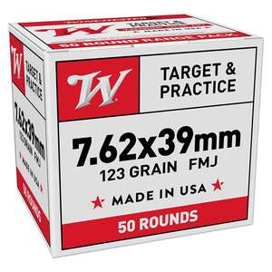 Winchester USA 7.62x39mm 123gr FMJ Rifle Ammo - 50 Rounds
