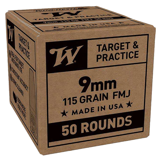 Winchester USA 9mm Luger 115gr FMJ Handgun Ammo Ammo - 50 Rounds 50 Rounds Ammo