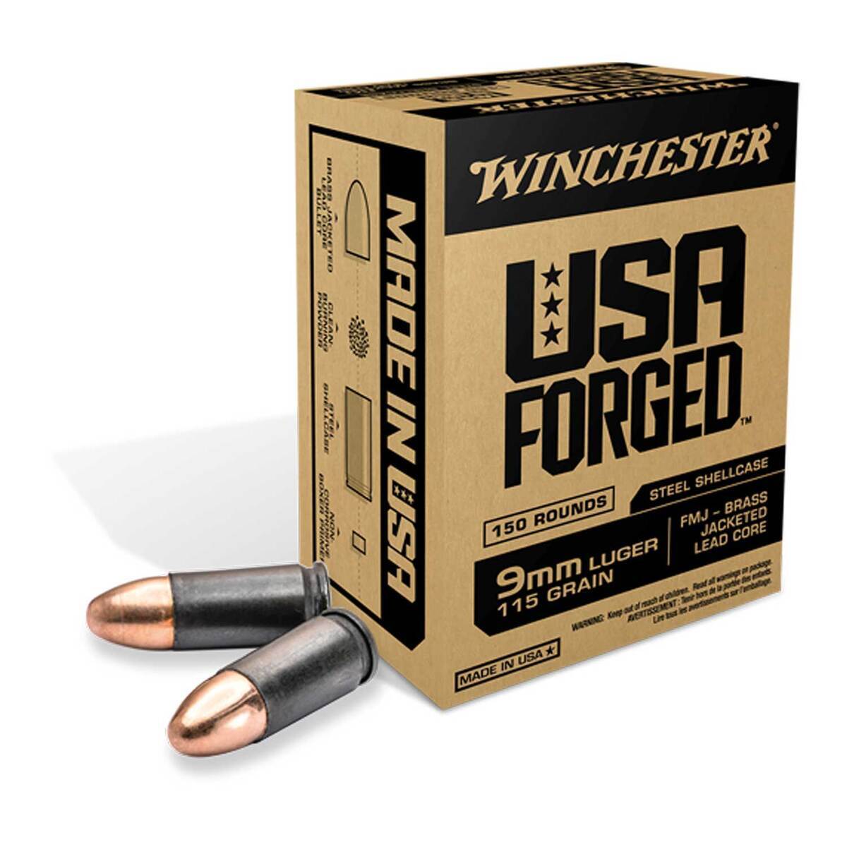 Winchester USA Forged 9mm Luger 115gr FMJ Handgun Ammo - 150 Rounds Winchester USA Forged 9mm Luger 115gr FMJ Handgun Ammo - 150 Rounds