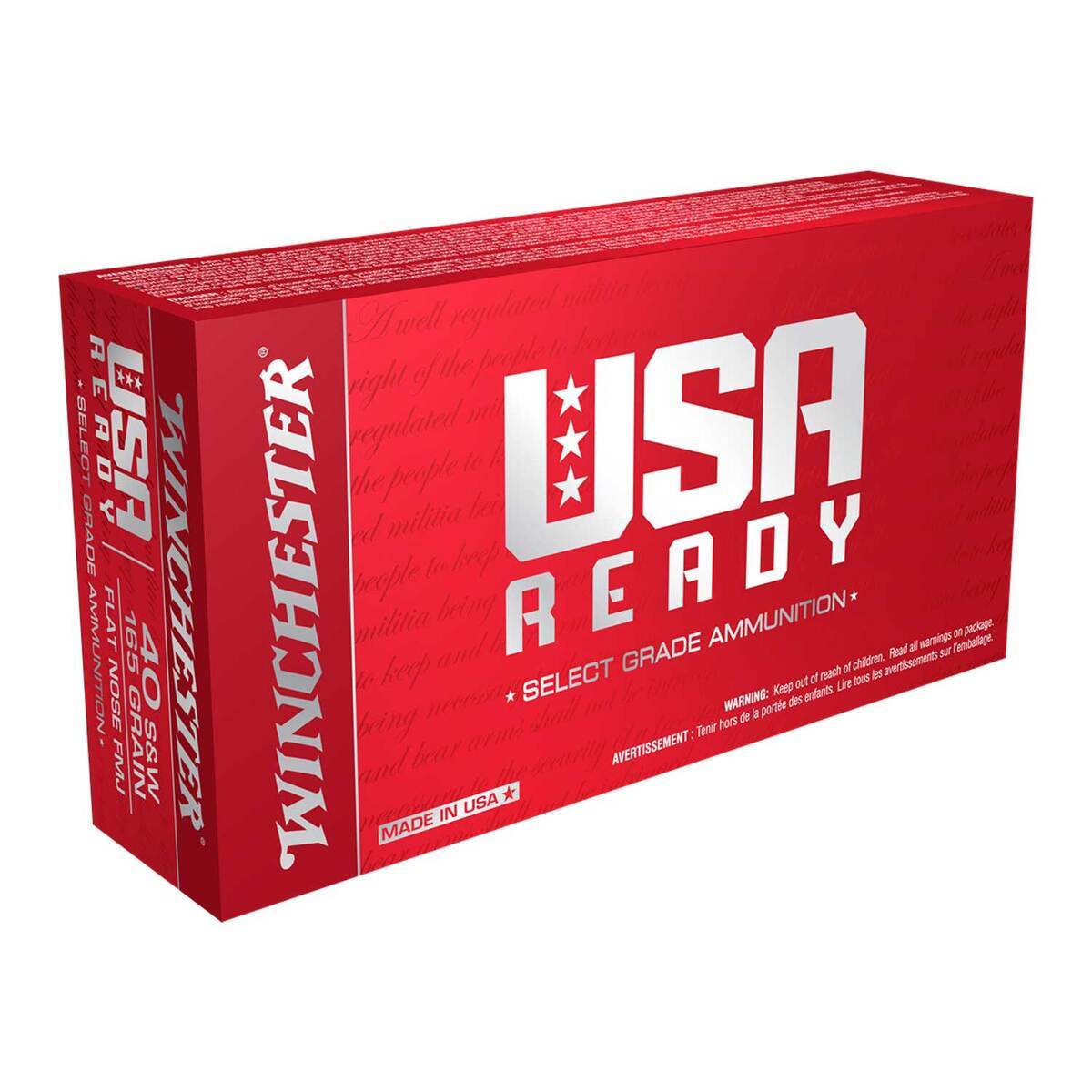 Winchester USA Ready 40 S&W 165gr FNFMJ Handgun Ammo - 50 Rounds Winchester USA Ready 40 S&W 165gr FNFMJ Handgun Ammo - 50 Rounds