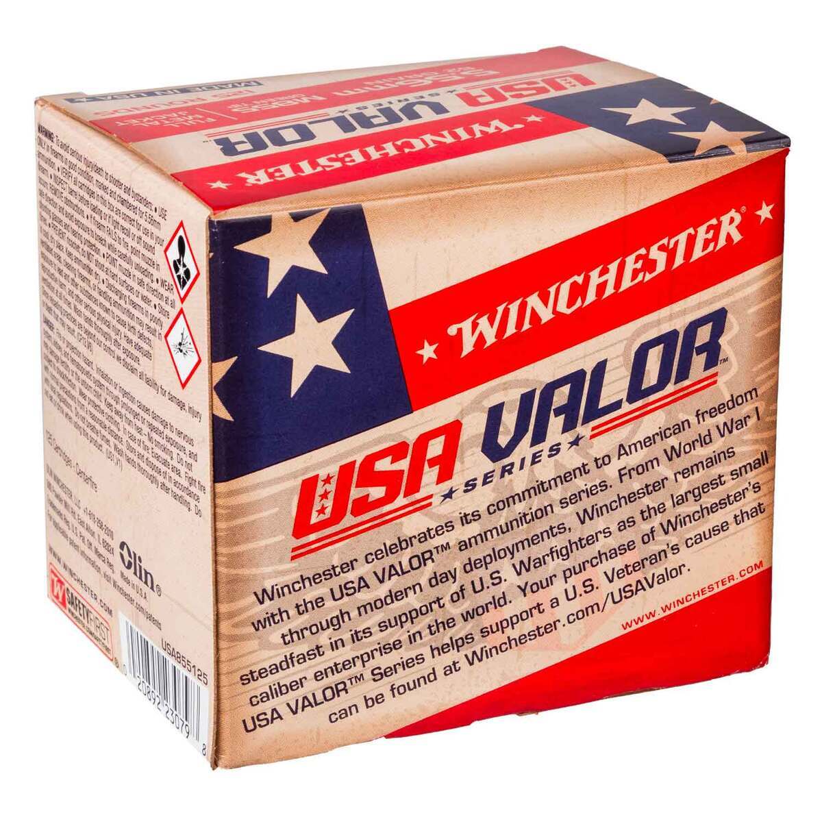 Winchester USA Valor 5.56mm NATO 62gr FMJ Rifle Ammo - 125 Rounds Winchester USA Valor 5.56mm NATO 62gr FMJ Rifle Ammo - 125 Rounds