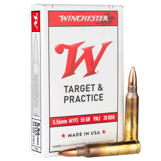Winchester USA White Box 5.56mm NATO 55gr FMJ Rifle Ammo Ammo - 20 Rounds 20 Rounds Ammo