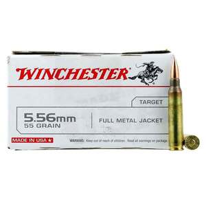 Winchester USA White Box 5.56mm NATO 55gr FMJ Rifle Ammo - 20 Rounds