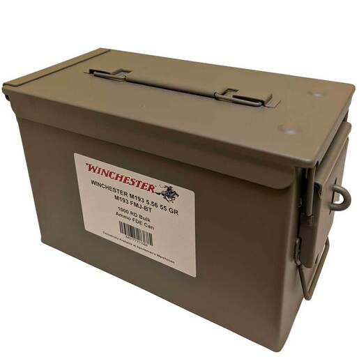 Winchester USA White Box 5.56mm NATO 55gr FMJ Rifle Ammo With FDE Can Ammo - Bulk 1000 Rounds Bulk 1000 Rounds Ammo