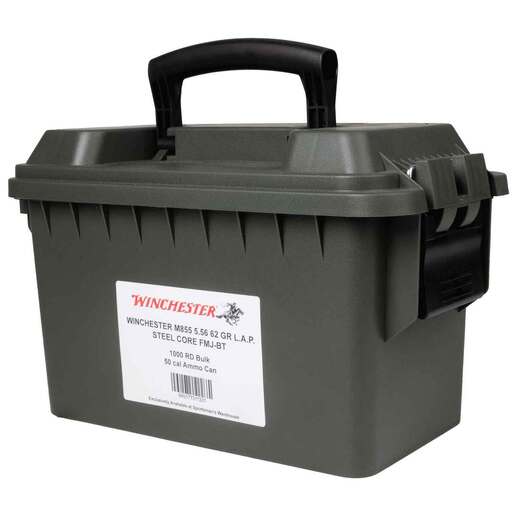 Winchester USA White Box 5.56mm NATO 62gr FMJLC Rifle Ammo Can Combo – 1000 Rounds