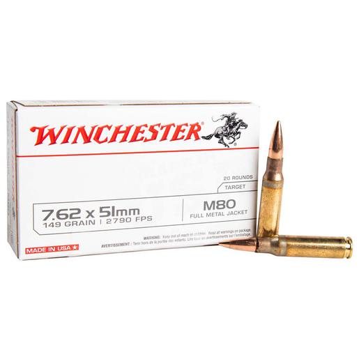 Winchester USA White Box 7.62mm NATO 149gr FMJLC Rifle Ammo – 20 Rounds