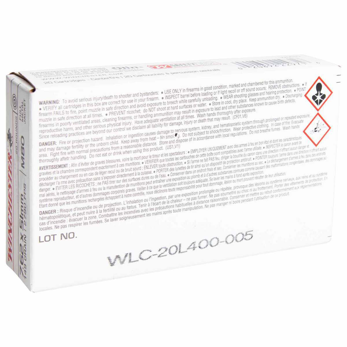 Winchester USA White Box 7.62mm NATO 149gr FMJLC Rifle Ammo - 20 Rounds Winchester USA White Box 7.62mm NATO 149gr FMJLC Rifle Ammo - 20 Rounds