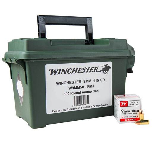 Winchester USA White Box 9mm Luger 115gr FMJ Handgun Ammo Ammo - Bulk 500 Rounds Bulk 500 Rounds Ammo