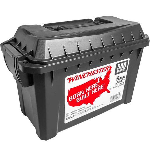 Winchester USA White Box 9mm Luger 115gr FMJ Handgun Ammo With Can Ammo - Bulk 500 Rounds Bulk 500 Rounds Ammo