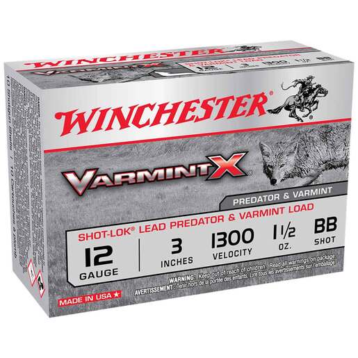 Winchester Varmint X 12 Gauge 3in BB 1-1/2oz Buckshot Shotshells Ammo - 10 Rounds Ammo - #00 Buck 10 Rounds - #00 Buck Ammo
