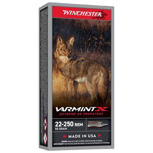 Winchester Varmint X 22-250 Remington 55gr Extreme Point Rifle Ammo Ammo - 20 Rounds 20 Rounds Ammo