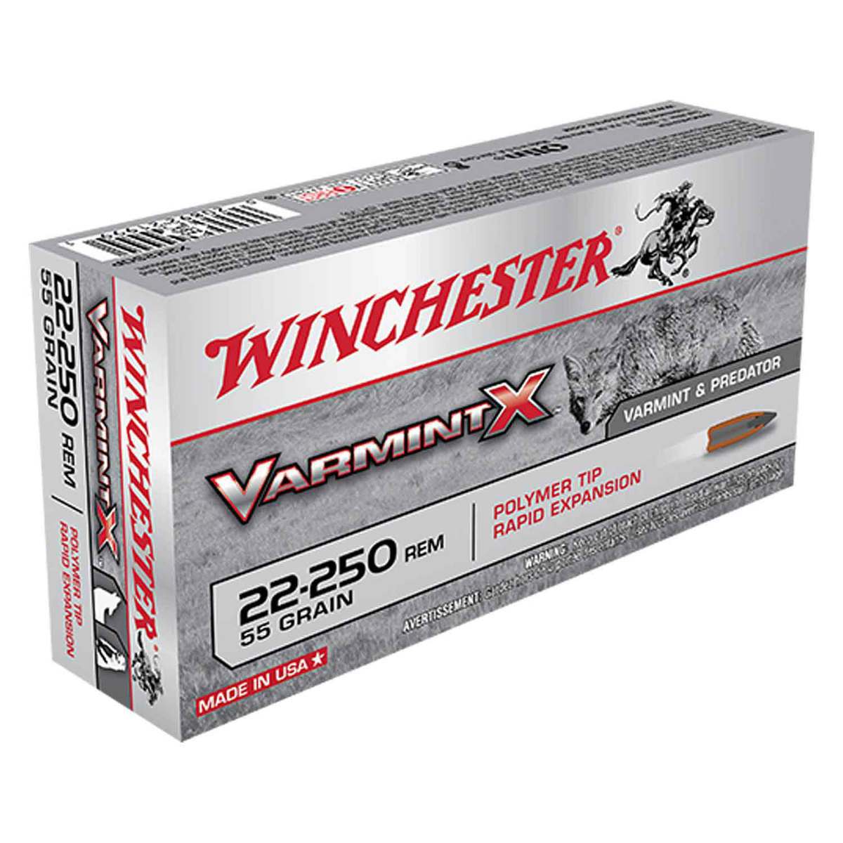 Winchester Varmint X 22-250 Remington 55gr PTRE Rifle Ammo - 20 Rounds Winchester Varmint X 22-250 Remington 55gr PTRE Rifle Ammo - 20 Rounds