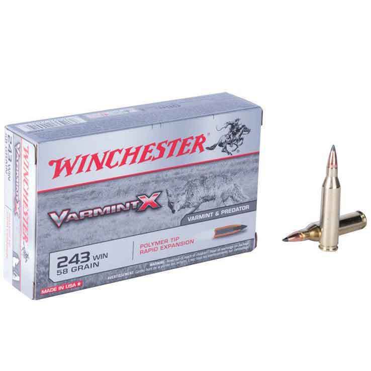 Winchester Varmint X 243 Winchester 58gr PTRE Rifle Ammo - 20 Rounds Winchester Varmint X 243 Winchester 58gr PTRE Rifle Ammo - 20 Rounds