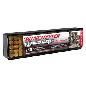 Winchester Wildcat 22 Long Rifle 40gr Dynapoint Rimfire Ammo - 100 Rounds