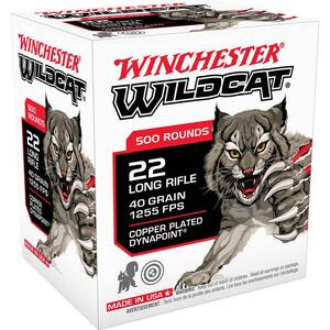 Winchester Wildcat 22 Long Rifle 40gr Dynapoint Rimfire Ammo - 500 Rounds