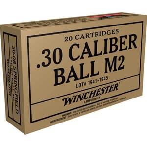 Winchester WWII Victory Series 30-06 Springfield 150 Grain Ball M2 Rifle Ammo - 20 Rounds