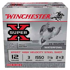 Winchester Super-X 12 Gauge 3in #2 1-1//8oz Waterfowl Shotshells - 25 Rounds