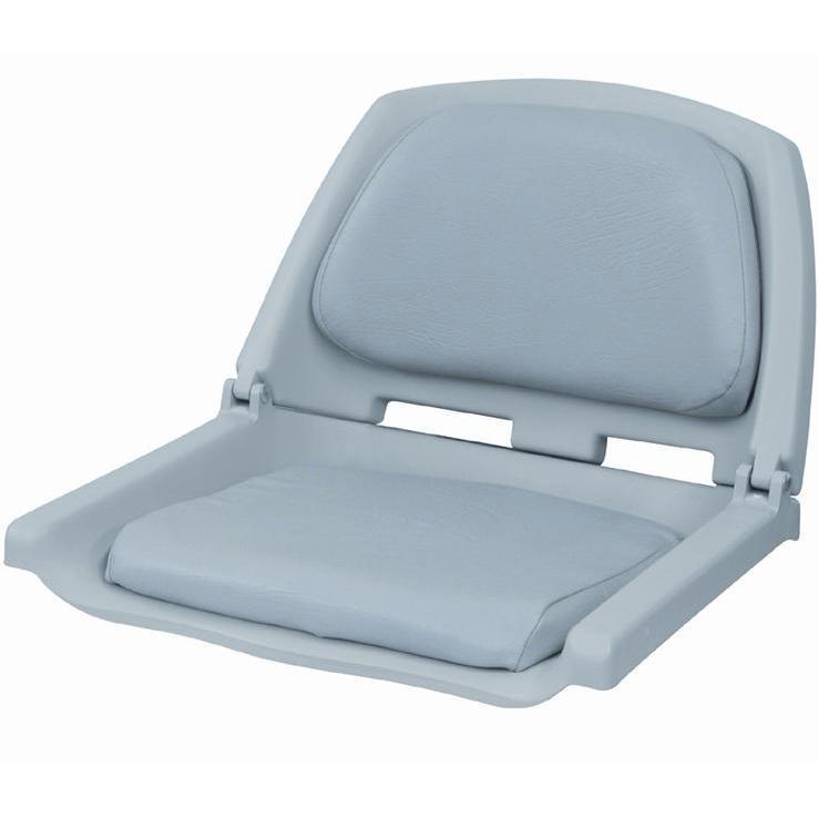 Wise Folding Plastic Boat Seat w/ Cushion Pad Gray