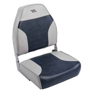 Wise Traditional High Back Fishing Boat Seat - Grey/Navy