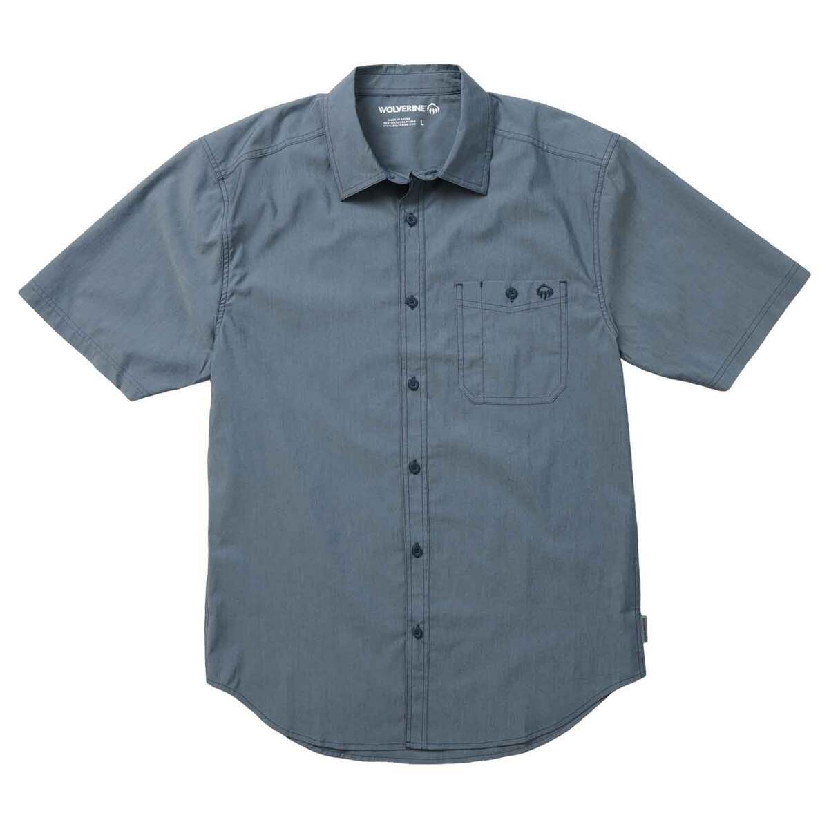 Wolverine Men's Grayson Chambray Short Sleeve Work Shirt Wolverine Men's Grayson Chambray Short Sleeve Work Shirt