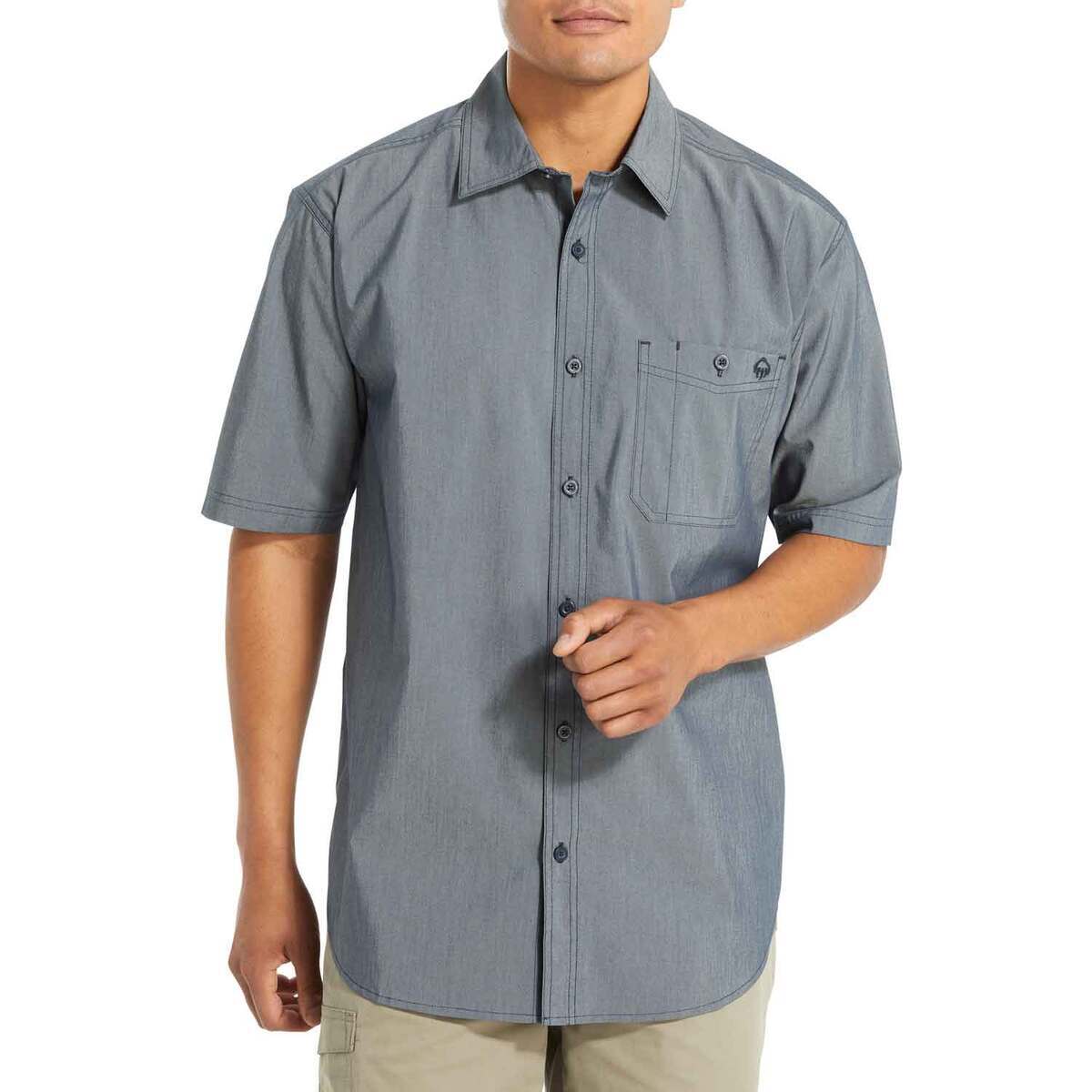 Wolverine Men's Grayson Chambray Short Sleeve Work Shirt Wolverine Men's Grayson Chambray Short Sleeve Work Shirt