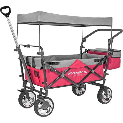 WonderFold S4 Push and Pull Folding Utility Cart - Navy