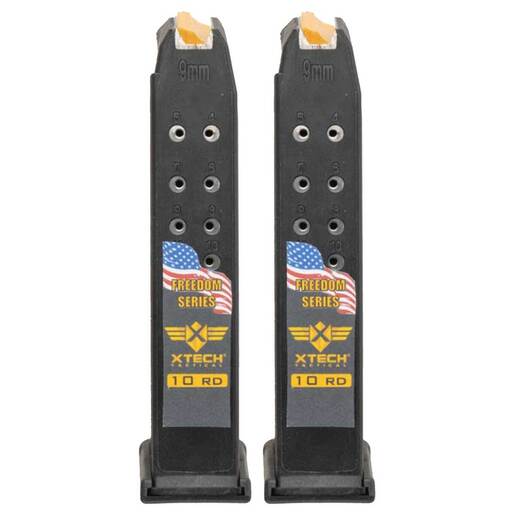 XTech Tactical Mag17-10 Freedom Series Black Glock 17 9mm Luger Handgun Magazine – 10 Rounds – 2 Pack