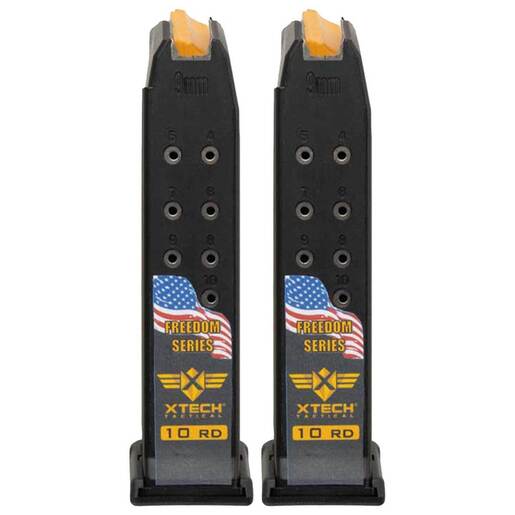 XTech Tactical Mag19-10 Freedom Series Black Glock 19 9mm Luger Handgun Magazine – 10 Rounds – 2 Pack
