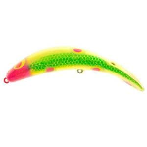 Yakima Bait Hawg Nose FlatFish Single Hook Trolling Lure - Metallic Chartreuse Lime Wing, 1-4/5oz, 5-1/2in