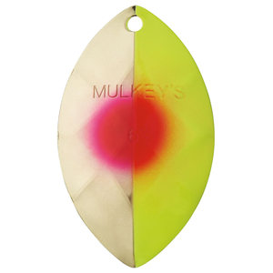 Yakima Mulkey's Guide Flash Lure Component - Brass Chartreuse Cerise Dot, 4-1/2in