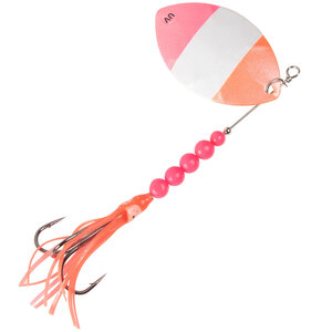 Yakima Mulkey's Guide Flash In Line Spinner - Pearl Flame Pink Double Trouble, 5in