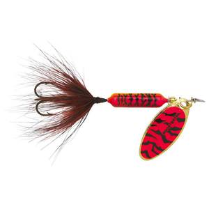 Yakima Original Rooster Tail Inline Spinner - Fluorescent Red/Black Tiger, 1/16oz, 2in