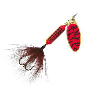 Yakima Rooster Tail Inline Spinner - Fluorescent Red/Black Tiger, 1/8oz, 2-1/4in