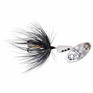 Yakima Vibric Rooster Tail Inline Spinner - White/Black Spot Mylar, 1/4oz, 2-1/2in