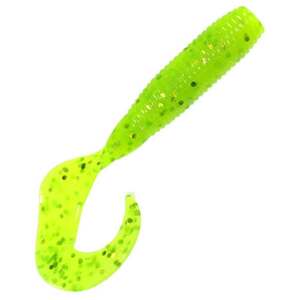 Yamamoto Single Tail Grub - Chartreuse/Large Chartreuse Flakes, 4in, 20pk