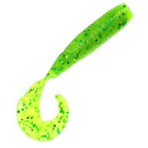 Yamamoto Single Tail Grub - Chartreuse/Large Chartreuse & Green, 4in, 20pk