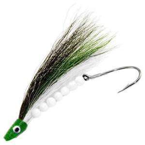 Zak Tackle Salmon Fly Trolling Fly - Dark Green/Light Green/White/White Bead/Red Head, 4in
