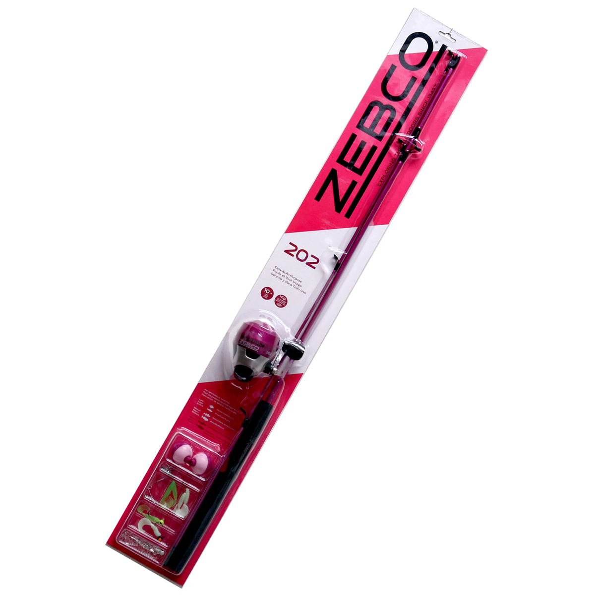 Zebco 202 Spincast Rod and Reel Combo with Tackle Kit - Pink, Right - Pink Zebco 202 Spincast Rod and Reel Combo with Tackle Kit - Pink, Right - Pink
