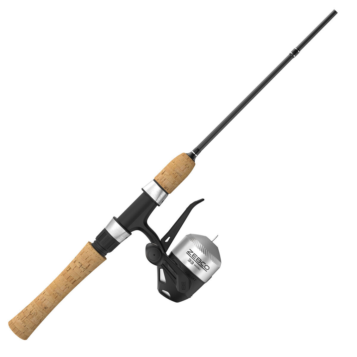Zebco 33 Cork Micro Triggerspin Spincast Combo - 5ft 6in, Light Power, 2pc - Silver/Black Zebco 33 Cork Micro Triggerspin Spincast Combo - 5ft 6in, Light Power, 2pc - Silver/Black