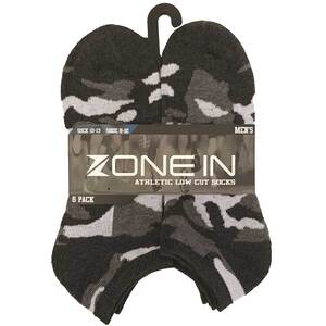 Zone In Men's Athletic Casual 6 Pack Ankle Socks
