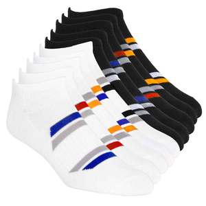 Zone In Men's Flat Knit 10 Pack Casual Socks - Black/White - L