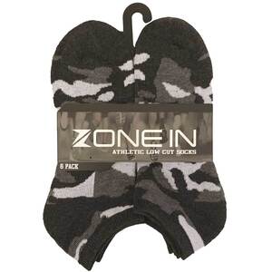 Zone In Women's Athletic Casual 6 Pack Ankle Socks - Camo - M