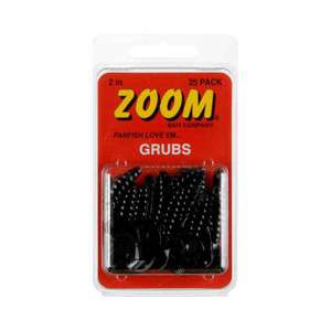 Zoom Curlytail Grub - Black, 3in, 20pk